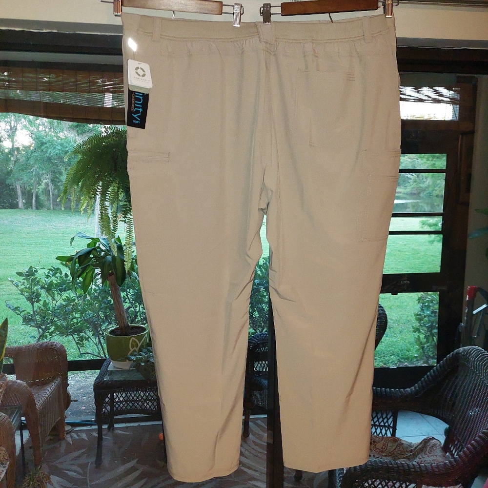Cherokee Infinity Men’s Scrub Pants 4XL NWT Khaki Antimicrobial Athletic Fit - Picture 2 of 14